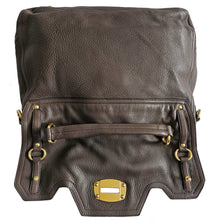 MIU MIU BROWN EAST WEST LEATHER SATCHEL BAG