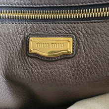 MIU MIU BROWN EAST WEST LEATHER SATCHEL BAG