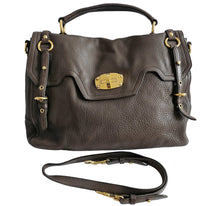 MIU MIU BROWN EAST WEST LEATHER SATCHEL BAG