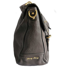 MIU MIU BROWN EAST WEST LEATHER SATCHEL BAG