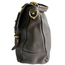 MIU MIU BROWN EAST WEST LEATHER SATCHEL BAG