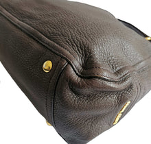 MIU MIU BROWN EAST WEST LEATHER SATCHEL BAG