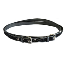 MIU MIU BLACK GLITTER DOUBLE TOUR THIN LEATHER BELT (80)