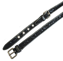 MIU MIU BLACK GLITTER DOUBLE TOUR THIN LEATHER BELT (80)