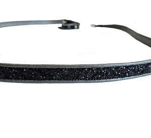 MIU MIU BLACK GLITTER DOUBLE TOUR THIN LEATHER BELT (80)