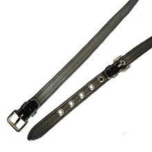 MIU MIU BLACK GLITTER DOUBLE TOUR THIN LEATHER BELT (80)