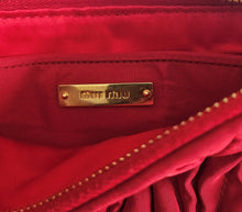 MIU MIU RED FABRIC MATELASSE WRISTLET CLUTCH