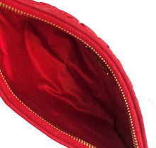 MIU MIU RED FABRIC MATELASSE WRISTLET CLUTCH