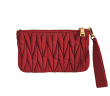 MIU MIU RED FABRIC MATELASSE WRISTLET CLUTCH