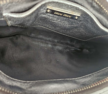 MIU MIU SILVER MATELASSE CRYSTAL STRAP LEATHER CLUTCH CROSSBODY BAG