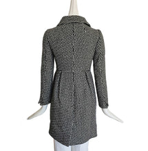 MIU MIU BLACK/WHITE SQUARE PRINT DOUBLE BREAST WOOL COAT (38)