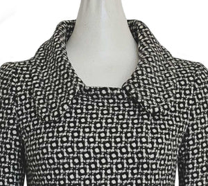 MIU MIU BLACK/WHITE SQUARE PRINT DOUBLE BREAST WOOL COAT (38)