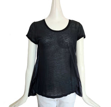 MONCLER BLACK SHORT SLEEVES NYLON BACK TOP (M)
