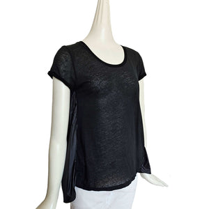 MONCLER BLACK SHORT SLEEVES NYLON BACK TOP (M)