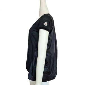 MONCLER BLACK SHORT SLEEVES NYLON BACK TOP (M)