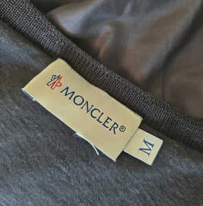 MONCLER BLACK SHORT SLEEVES NYLON BACK TOP (M)