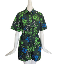 P.A.R.O.S.H. GREEN FLORAL PRINT SHORT SLEEVES ROMPER (XS)