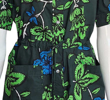 P.A.R.O.S.H. GREEN FLORAL PRINT SHORT SLEEVES ROMPER (XS)