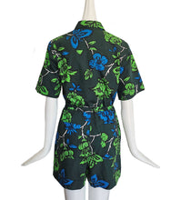 P.A.R.O.S.H. GREEN FLORAL PRINT SHORT SLEEVES ROMPER (XS)