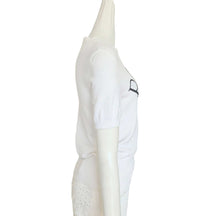 PATOU WHITE SHORT SLEEVES JACQUARD COTTON KNIT TOP (M)