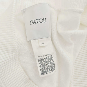 PATOU WHITE SHORT SLEEVES JACQUARD COTTON KNIT TOP (M)