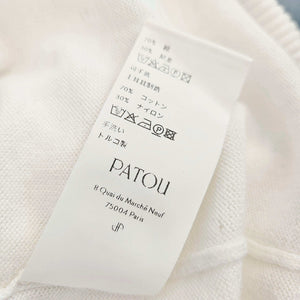 PATOU WHITE SHORT SLEEVES JACQUARD COTTON KNIT TOP (M)