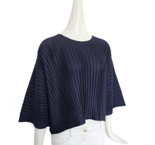 PLEATS PLEASE ISSEY MIYAKE NAVY PLEATED CROPPED TOP (3)