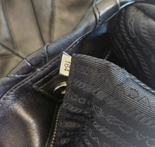 PRADA BLACK LEATHER VITELLINO MORDO RUFFLE SHOULDER BAG