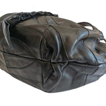 PRADA BLACK LEATHER VITELLINO MORDO RUFFLE SHOULDER BAG