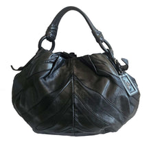 PRADA BLACK LEATHER VITELLINO MORDO RUFFLE SHOULDER BAG