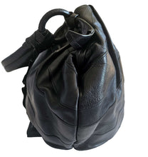 PRADA BLACK LEATHER VITELLINO MORDO RUFFLE SHOULDER BAG
