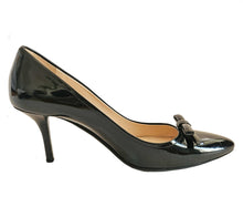 PRADA BLACK PATENT LEATHER BOW PUMPS (37)