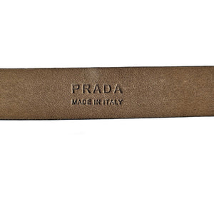 PRADA BROWN DISTRESSED LEATHER THIN BELT