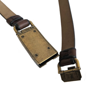 PRADA BROWN DISTRESSED LEATHER THIN BELT