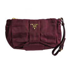 PRADA BURGUNDY TESSUTO WRISTLET CLUTCH