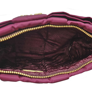 PRADA BURGUNDY TESSUTO WRISTLET CLUTCH