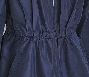PRADA NAVY SILK HOODED COAT (40)