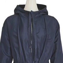 PRADA NAVY SILK HOODED COAT (40)