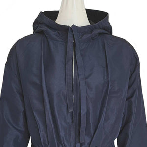 PRADA NAVY SILK HOODED COAT (40)