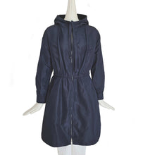 PRADA NAVY SILK HOODED COAT (40)