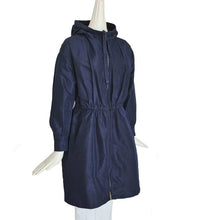 PRADA NAVY SILK HOODED COAT (40)