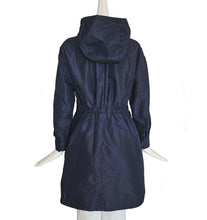 PRADA NAVY SILK HOODED COAT (40)