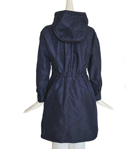PRADA NAVY SILK HOODED COAT (40)