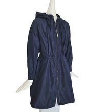 PRADA NAVY SILK HOODED COAT (40)