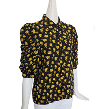 TOGA PULLA BLACK/YELLOW FLOWER PRINT PUFF SLEEVES BLOUSE (36)