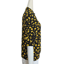 TOGA PULLA BLACK/YELLOW FLOWER PRINT PUFF SLEEVES BLOUSE (36)