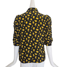 TOGA PULLA BLACK/YELLOW FLOWER PRINT PUFF SLEEVES BLOUSE (36)
