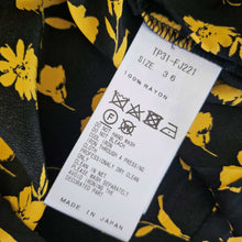 TOGA PULLA BLACK/YELLOW FLOWER PRINT PUFF SLEEVES BLOUSE (36)