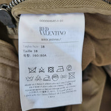 RED VALENTINO KHAKI EMBROIDERED HOODED UTILITY JACKET WITH FAUX FUR LINING (38)