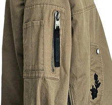 RED VALENTINO KHAKI EMBROIDERED HOODED UTILITY JACKET WITH FAUX FUR LINING (38)